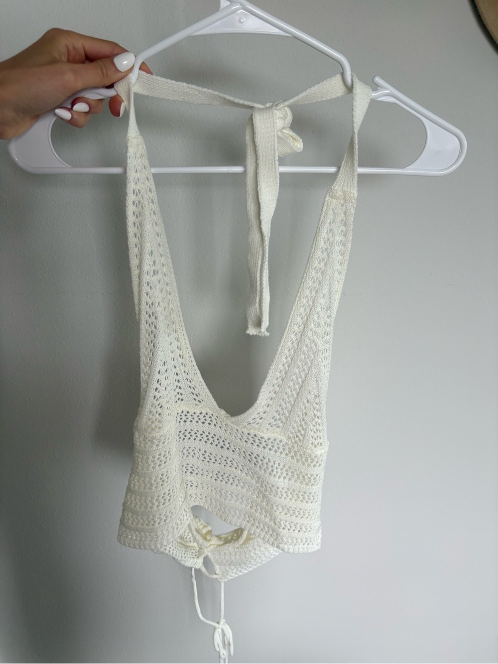 Crochet Halter Crop Top in Ivory